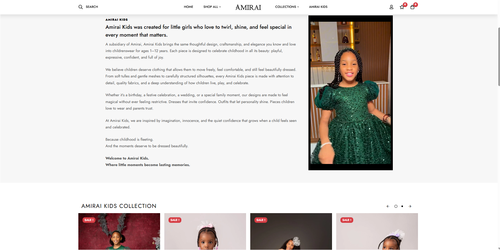 Amirai Official Homepage Layout