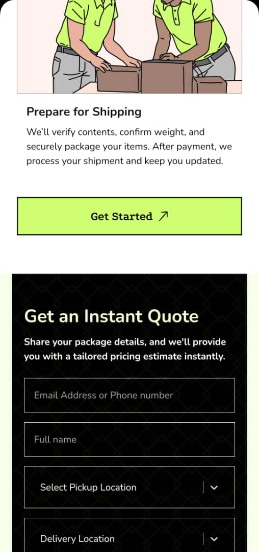 2404 Foods and Logistics website full platform view